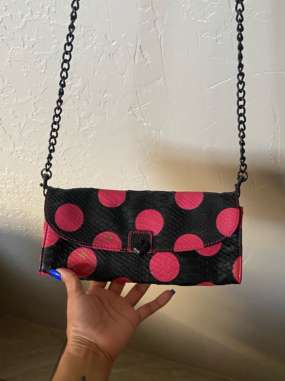 Vera wang princess Black and Pink Polka Dot  crossbody bad